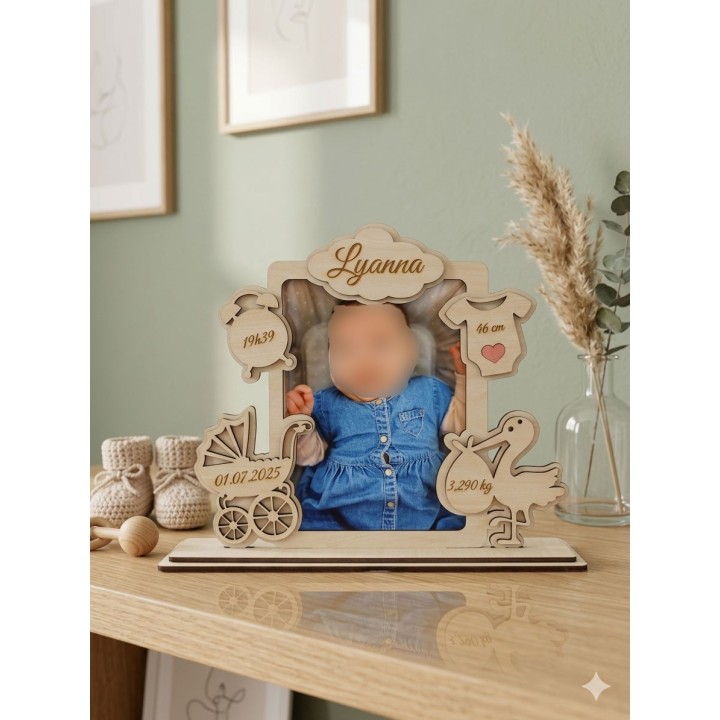Cadre de naissance gravé, personnalisé